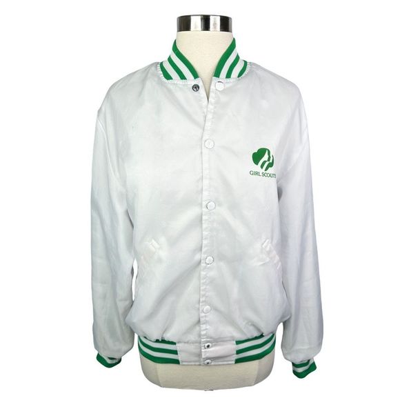 Vintage 90’s Girl Scouts of America Satin Varsity Jacket - Size Smalll - Picture 2 of 12